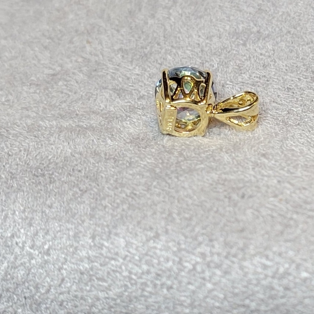 Elegant 14K Yellow Gold Neptune Topaz Pendant - Picture 4 of 14